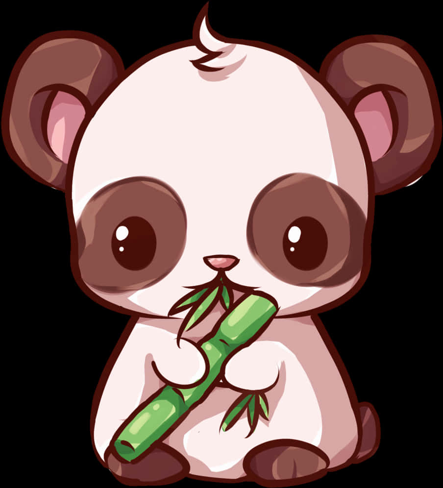 Pandă Kawaii Drăguță cu Bambus Fundal