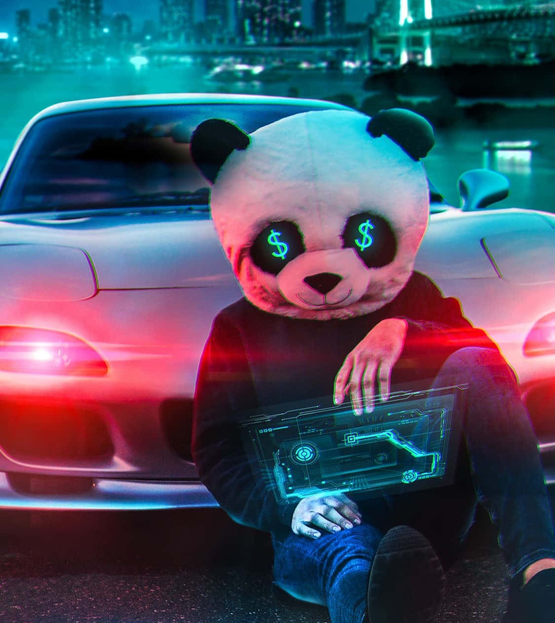 Panda Neon cu Ochi de Dolar – Cea Mai Bună Poză de Profil Fundal