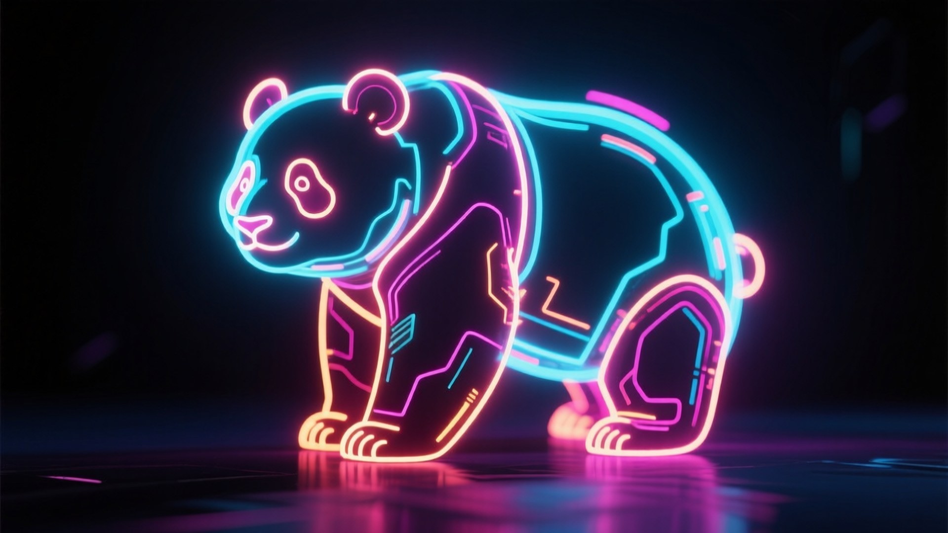 Panda Neon Cyberpunk Fundal