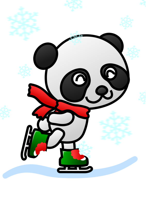 Panda Patinând în Țara Minunilor de Iarnă Fundal