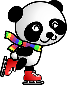 Panda Patinând pe Gheață - Desen Animats Fundal