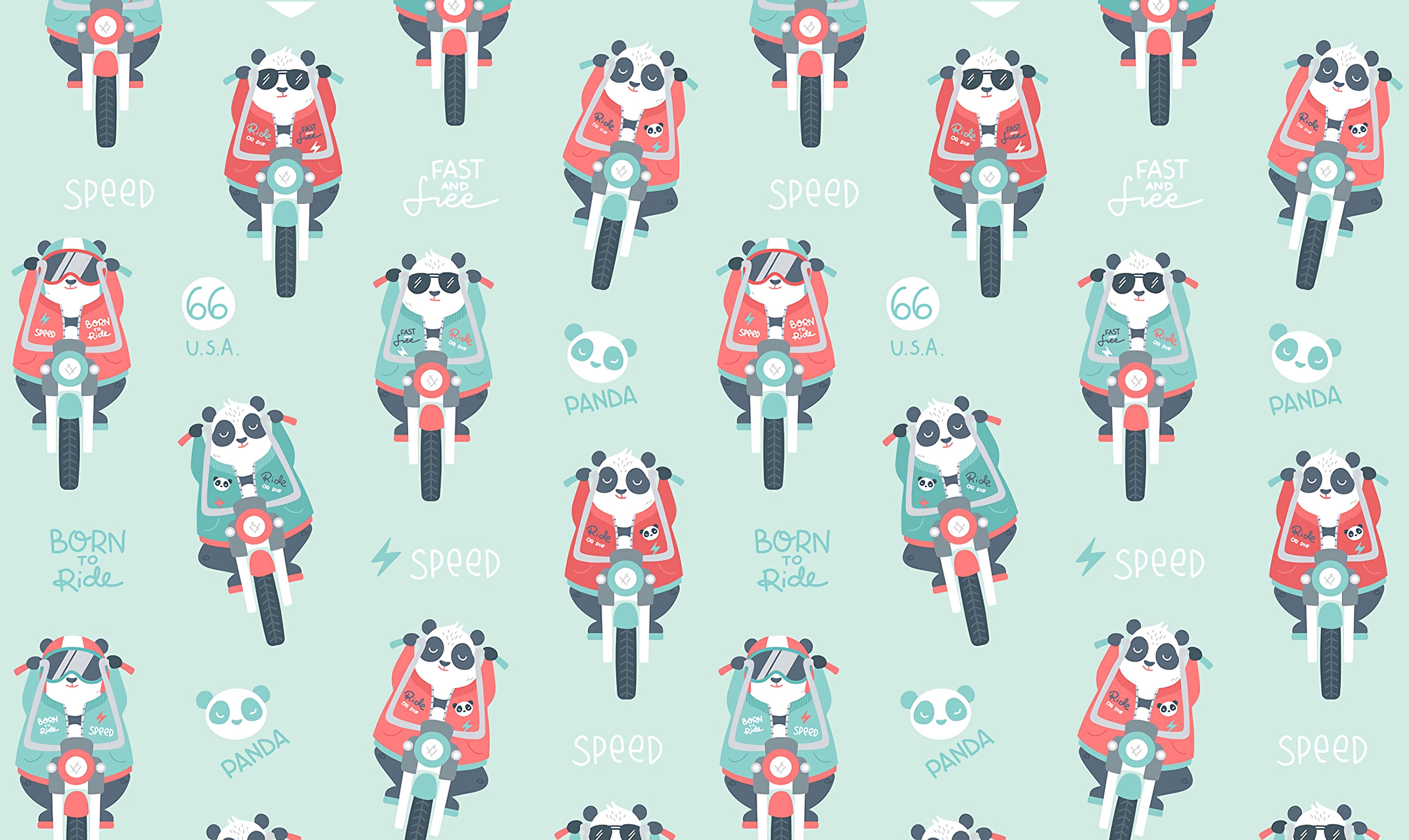 Panda pe motocicletă – model repetat Fundal