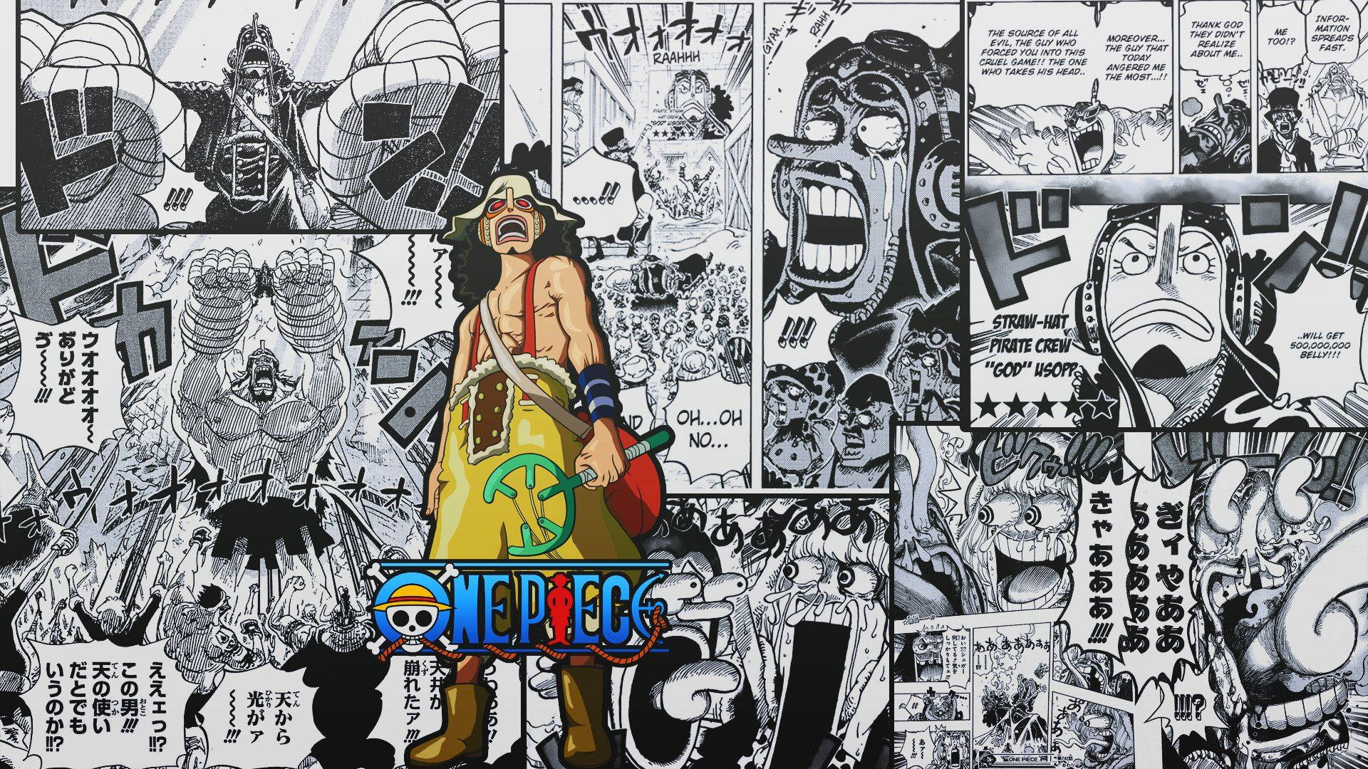 Panel manga cu Usopp din Pălăria de Paie Fundal