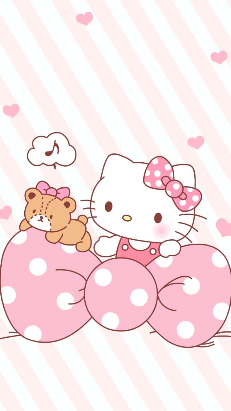 Panglică roz cu buline Hello Kitty drăguță Fundal
