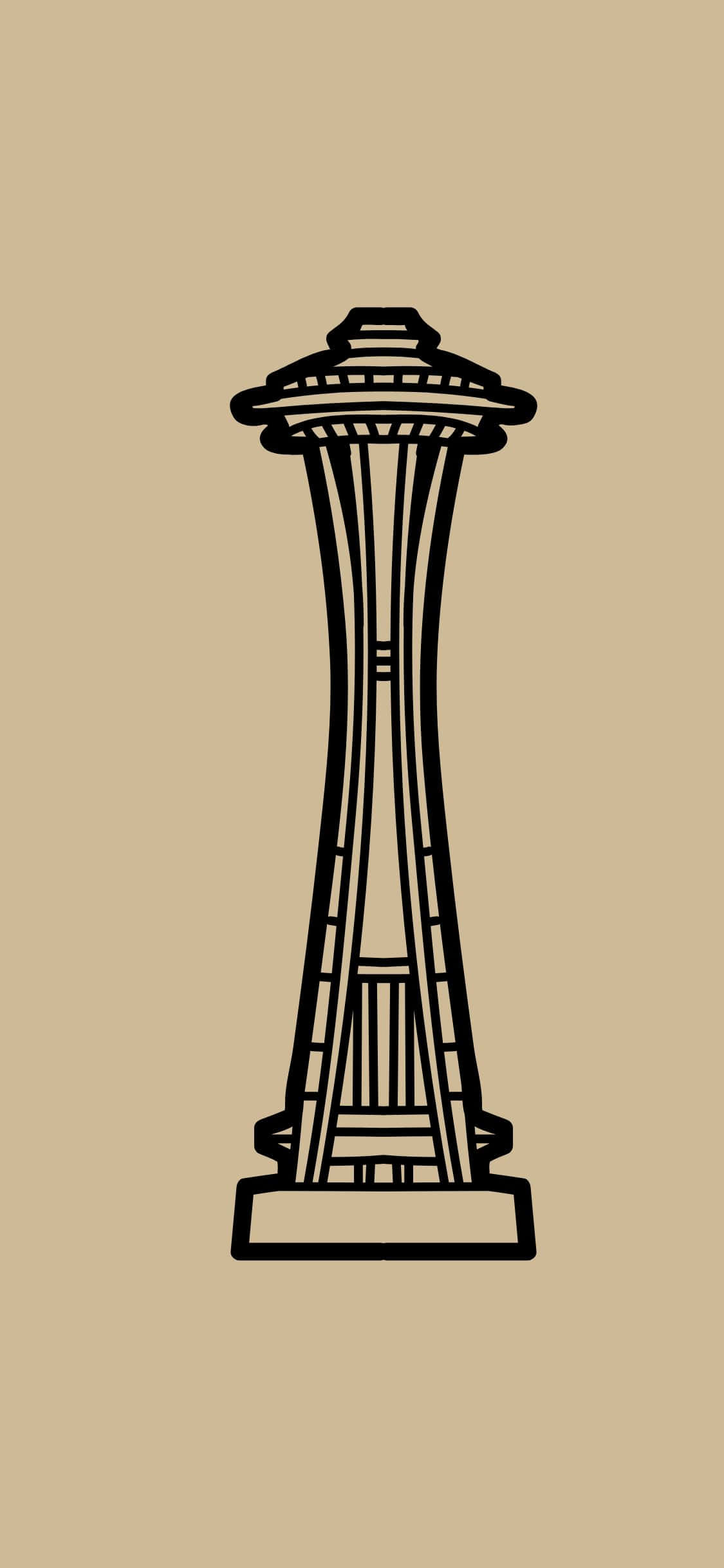 Panoramă Nocturnă Strălucitoare a Seattle Văzută de Sus Fundal