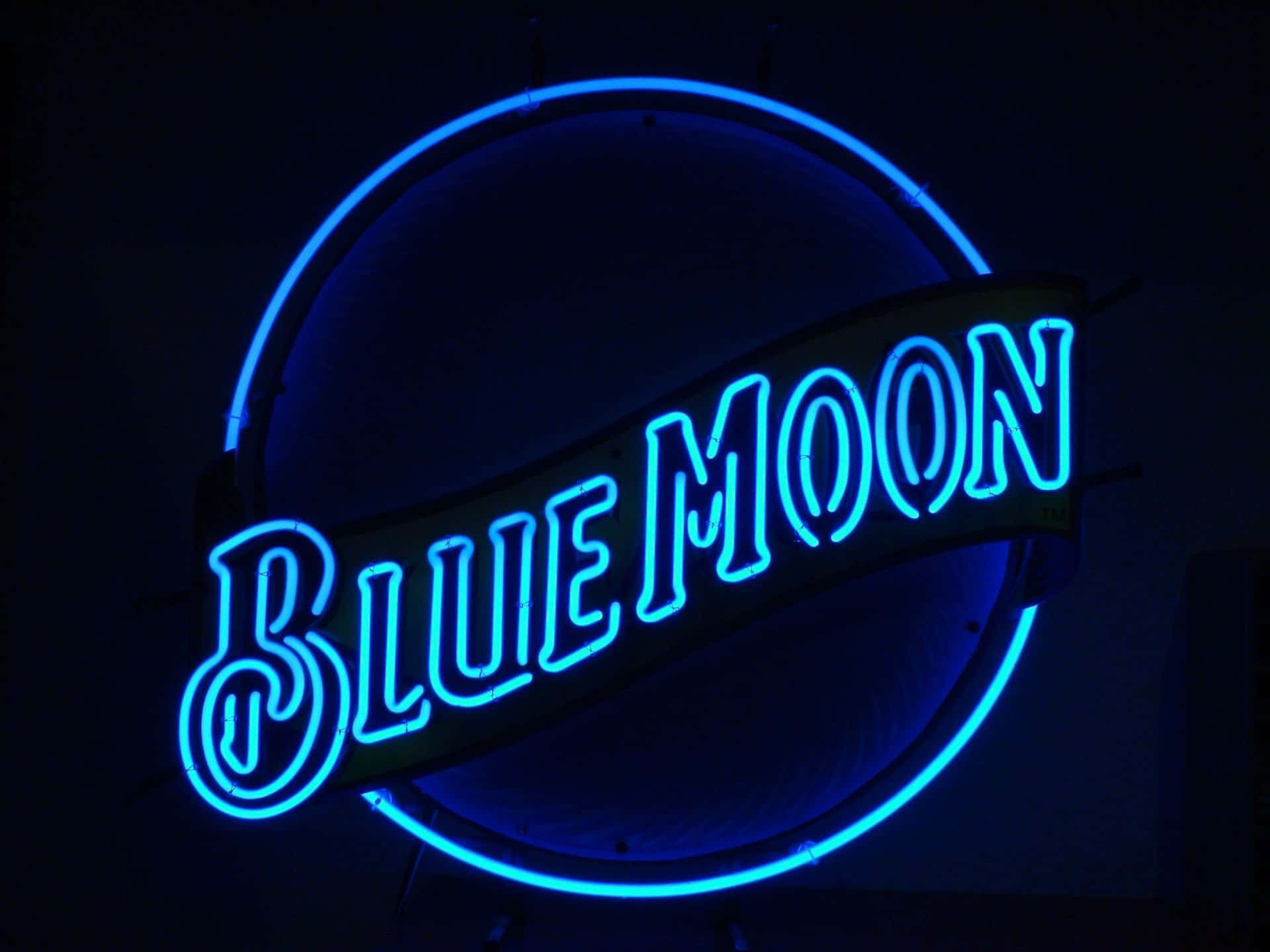 Panou LED Neon cu Semnul Lunii Albastre Fundal