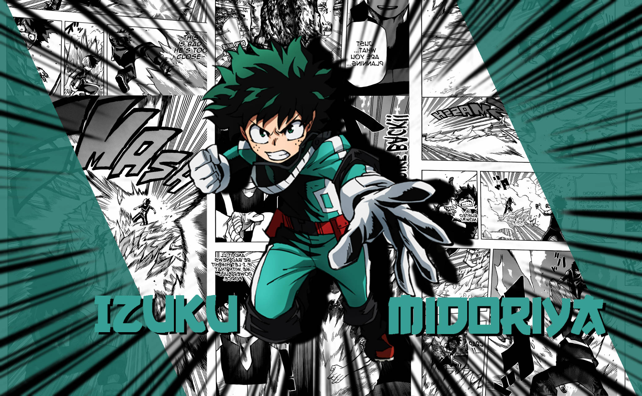 Panou Manga cu Izuku Midoriya Fundal