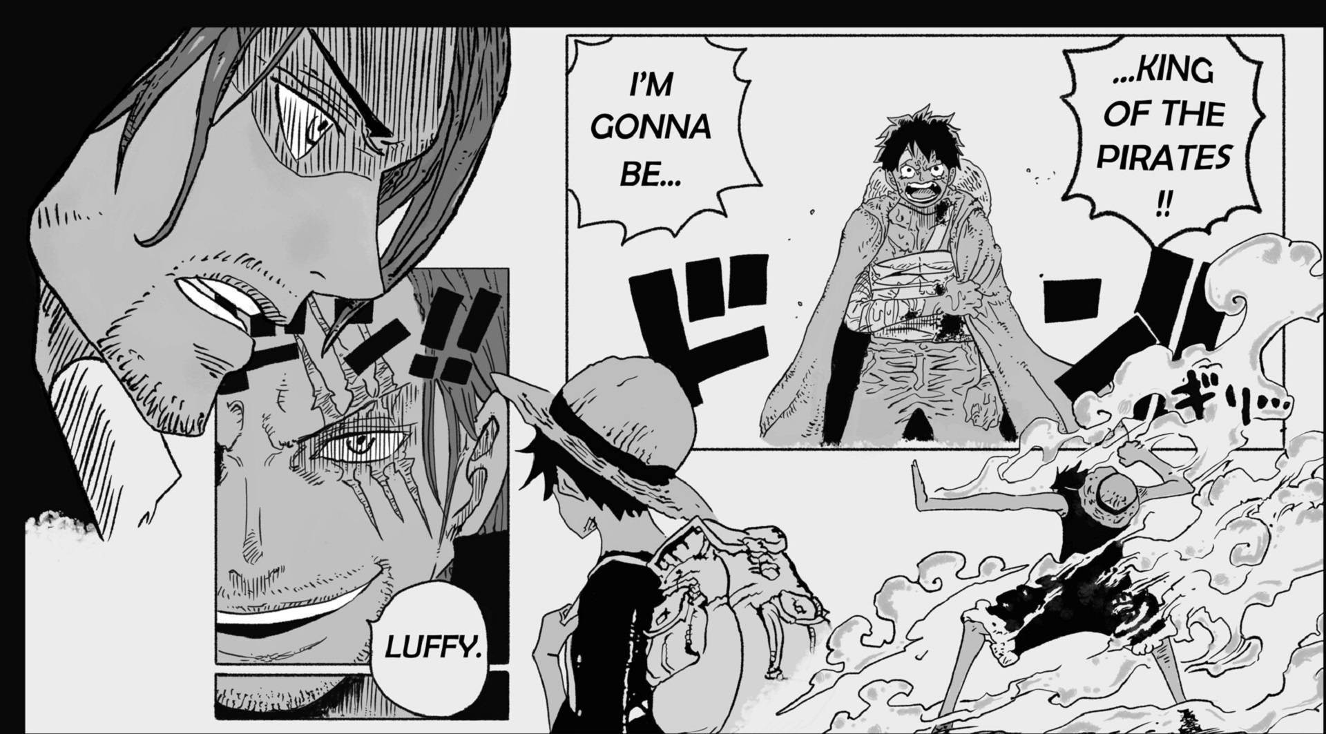Panou Manga cu Luffy și Shanks Fundal