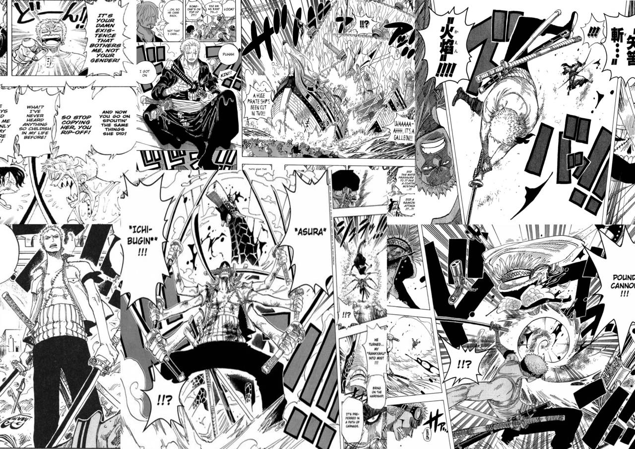 Panou manga cu spadasinul Roronoa Zoro Fundal