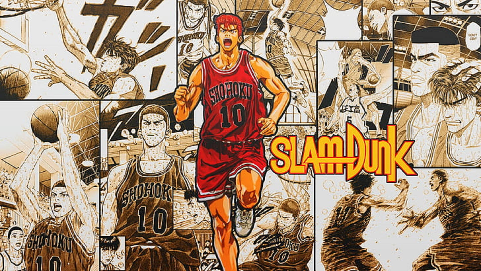 Panou manga cu Sakuragi din Slam Dunk Fundal