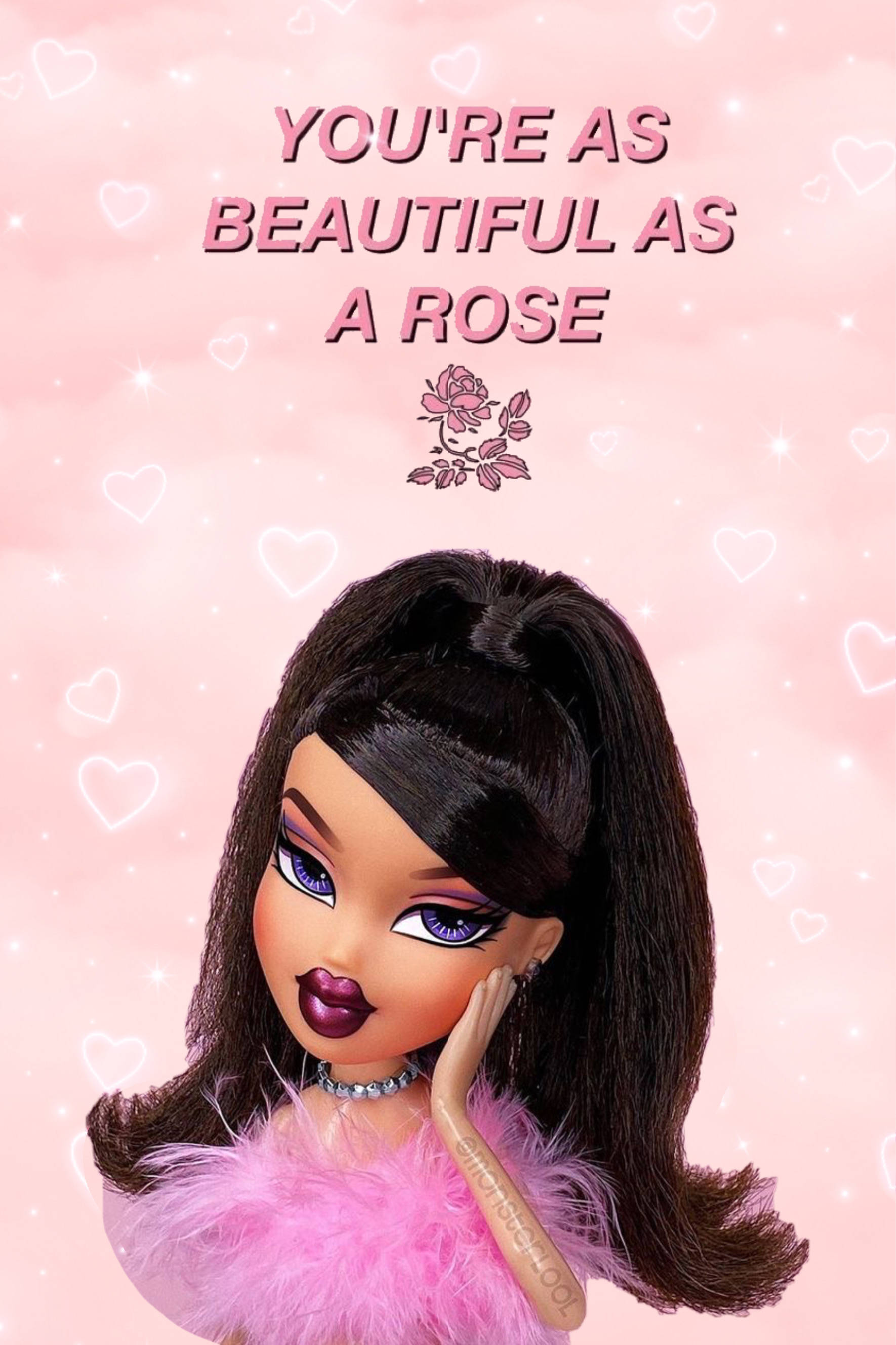 Păpușă Bratz estetică frumoasă cu citat Fundal