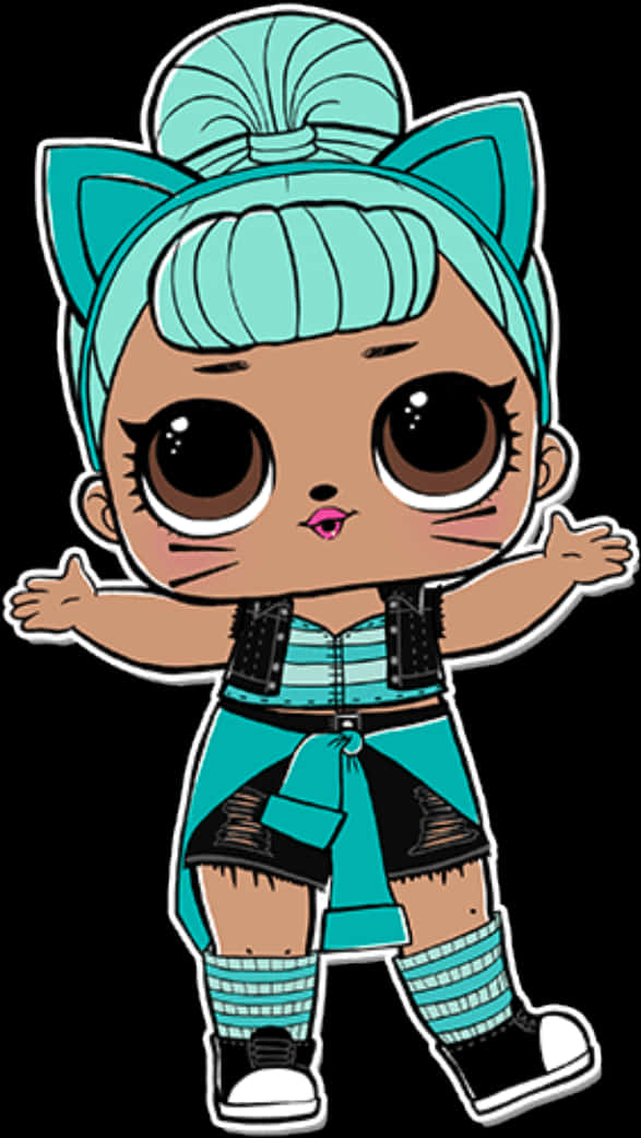 Papusă Lol Surprise cu fundă turquoise Fundal