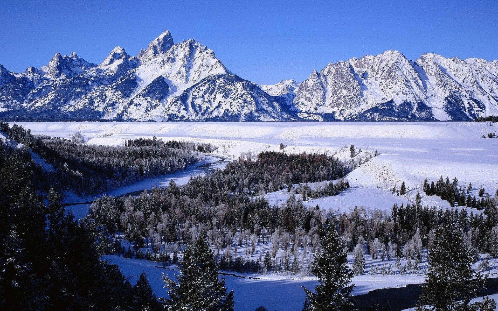 Parcul Național Grand Teton în iarnă Fundal