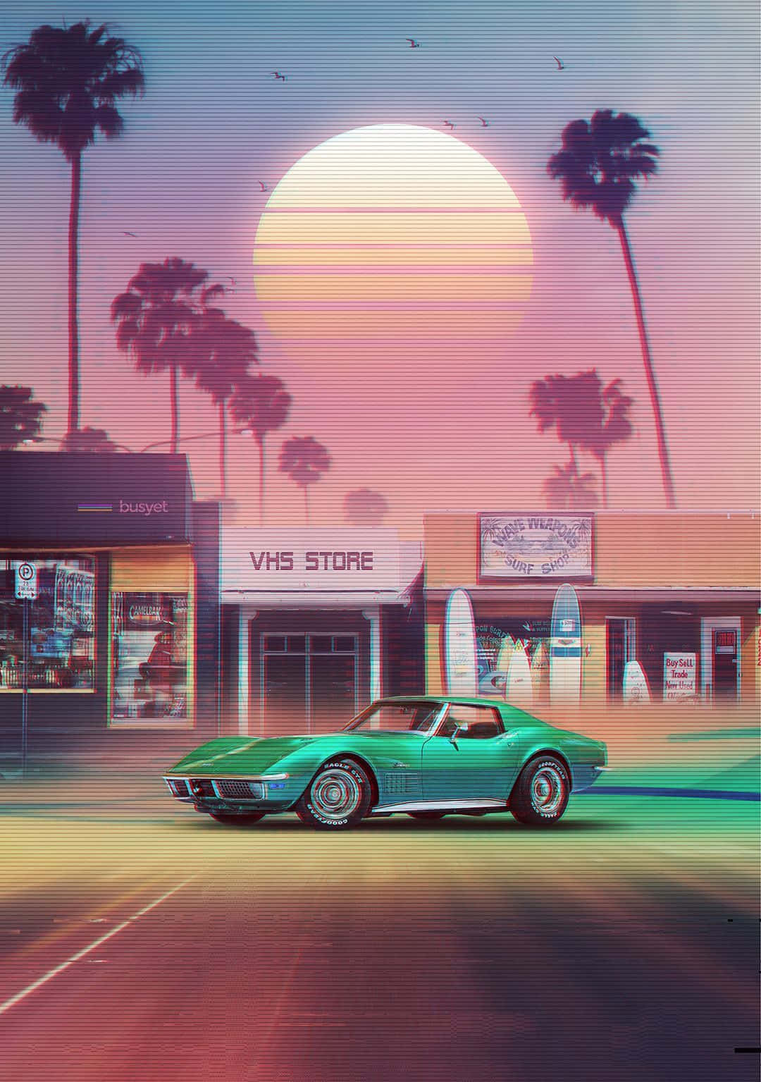 Pășește în Lumea Estetică Retro-Futuristă Fundal