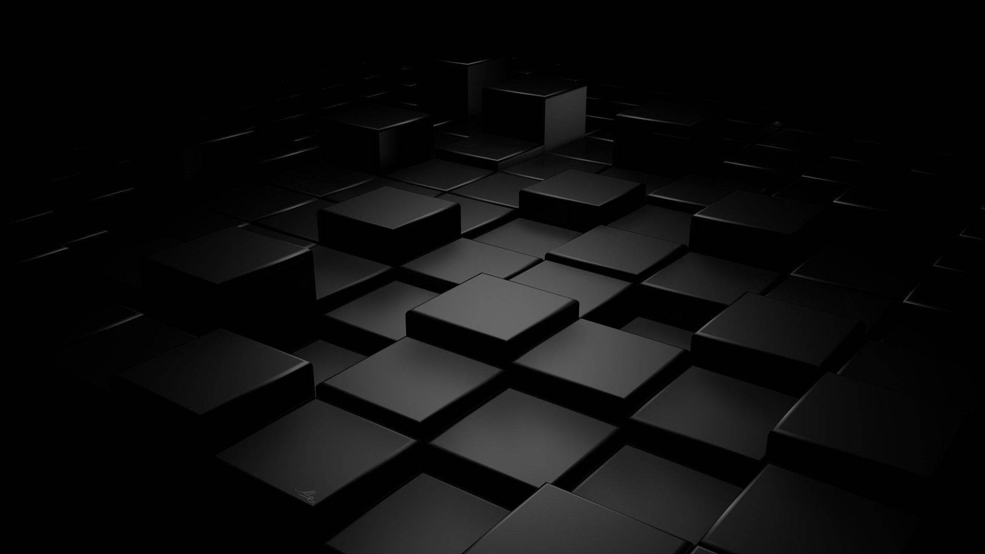 Pătrate Cubice Negre 3D Fundal