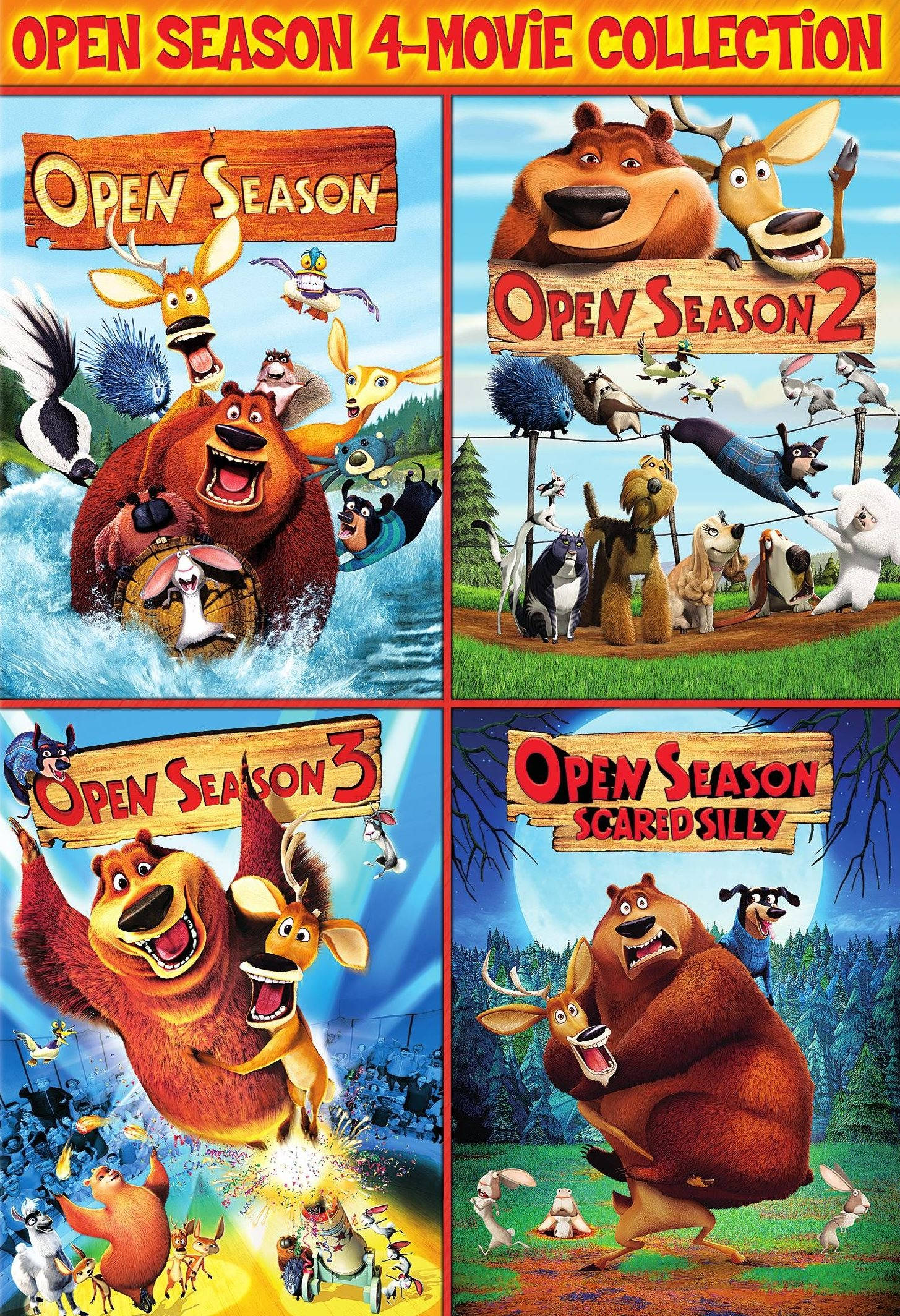 Patru afișe ale filmelor Open Season Fundal