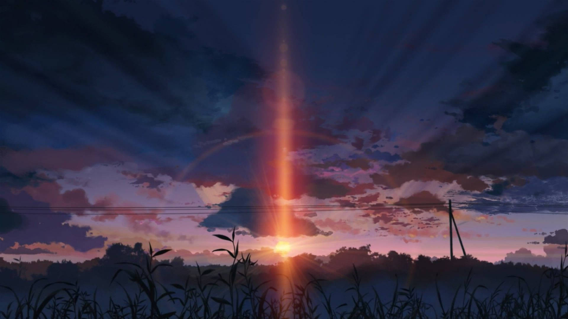 Peisaj anime apus întunecat Fundal
