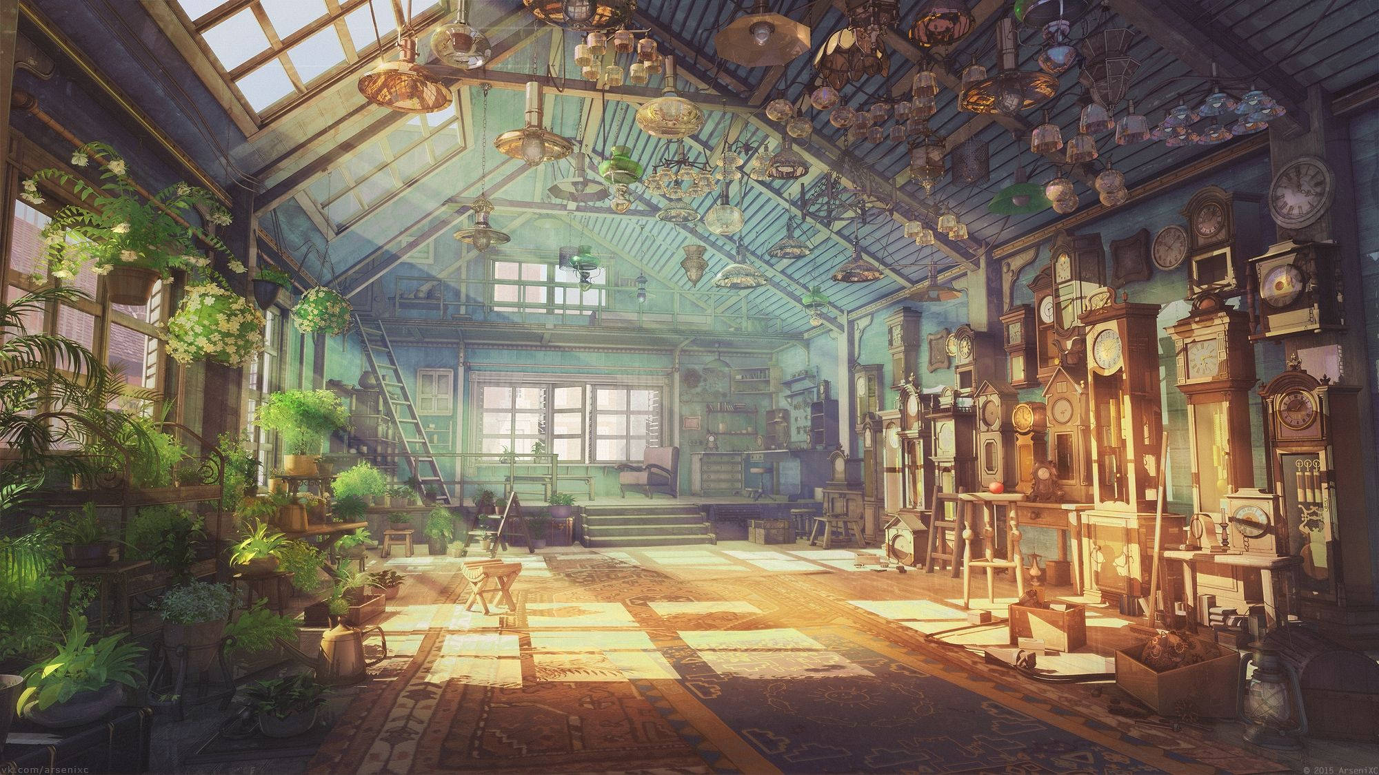 Peisaj Anime Casă Vintage Fundal