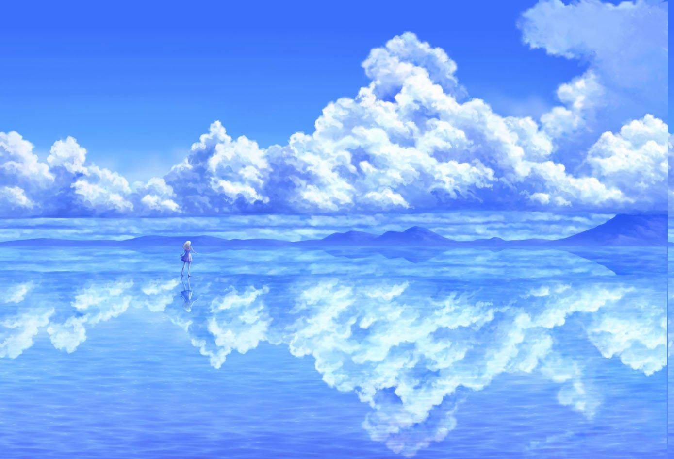 Peisaj anime cu un ocean de nori Fundal