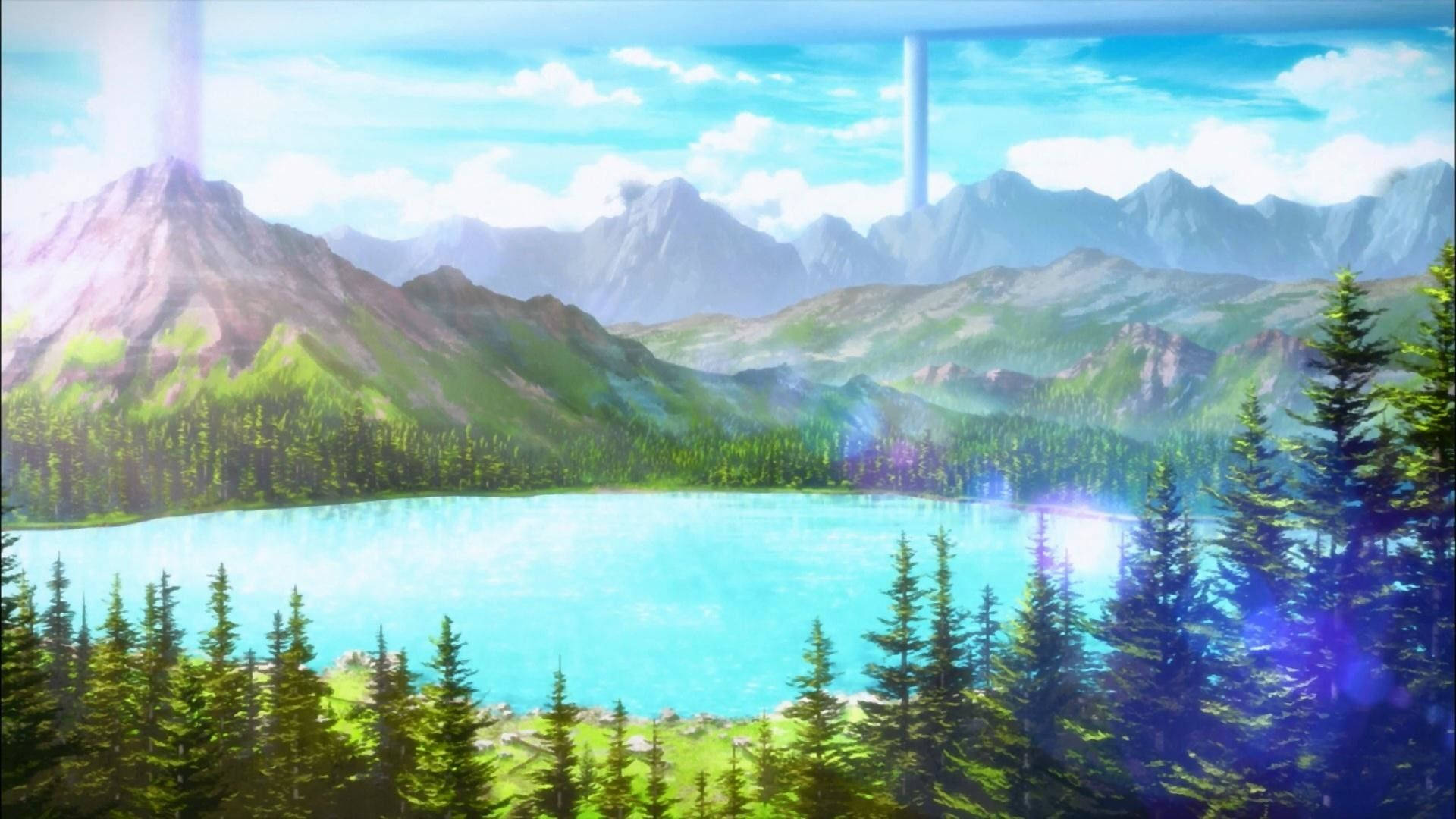 Peisaj Anime cu Lac Fundal