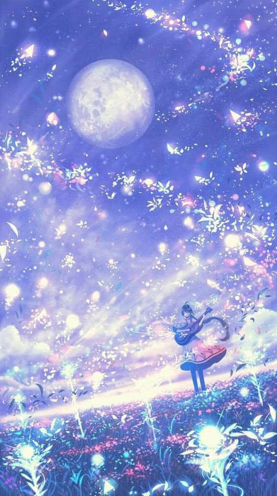 Peisaj Anime Feeric cu Flori de Cireș Fundal