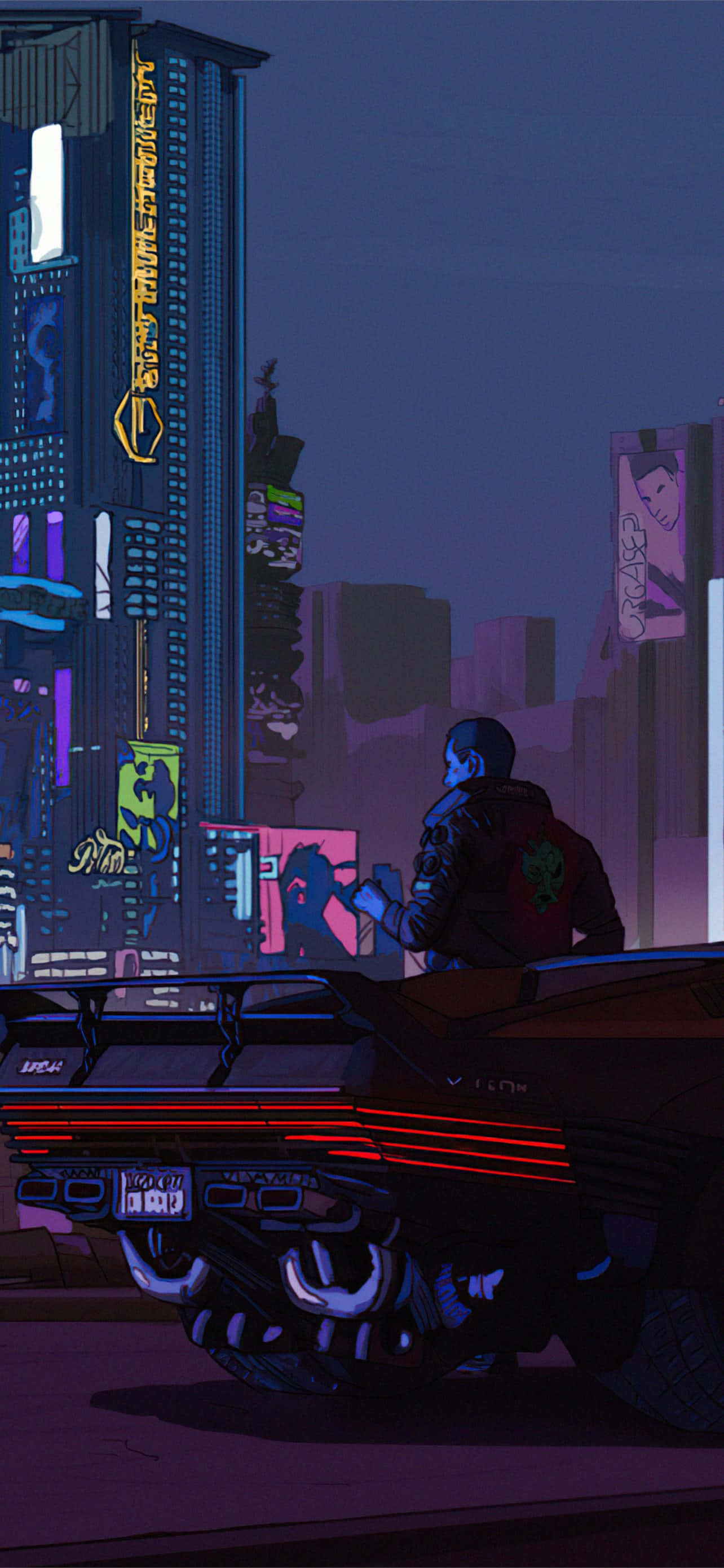 Peisaj Cyberpunk Futurist în Lumini Neon Fundal