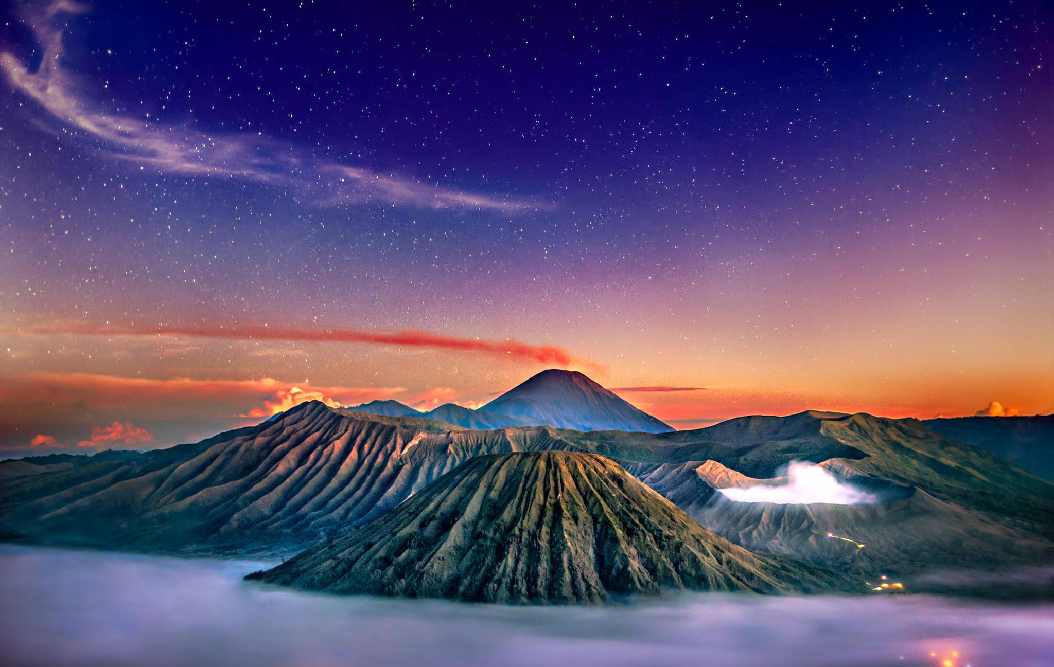 Peisaj HD Muntele Bromo Indonezia Fundal
