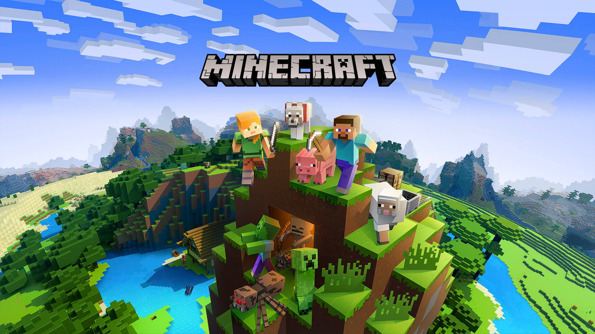 Peisaj Minecraft și Titlu Fundal