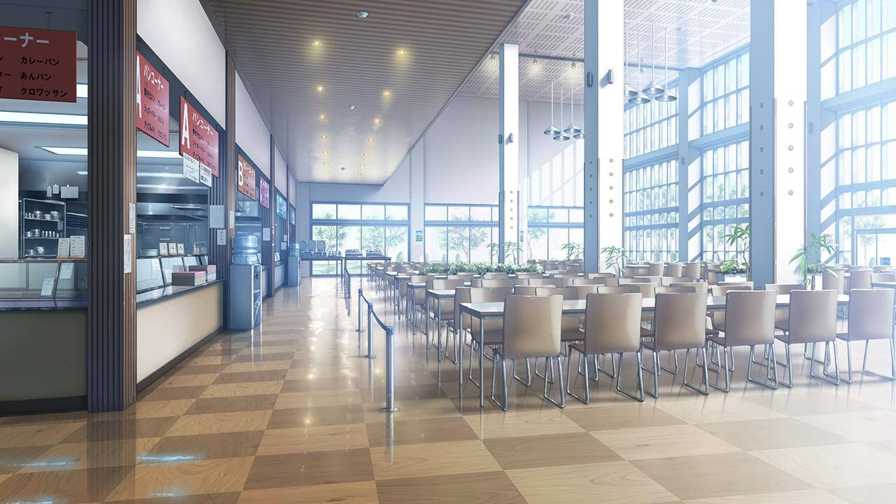 Peisaj Școlar Anime Cantina Universitară Fundal