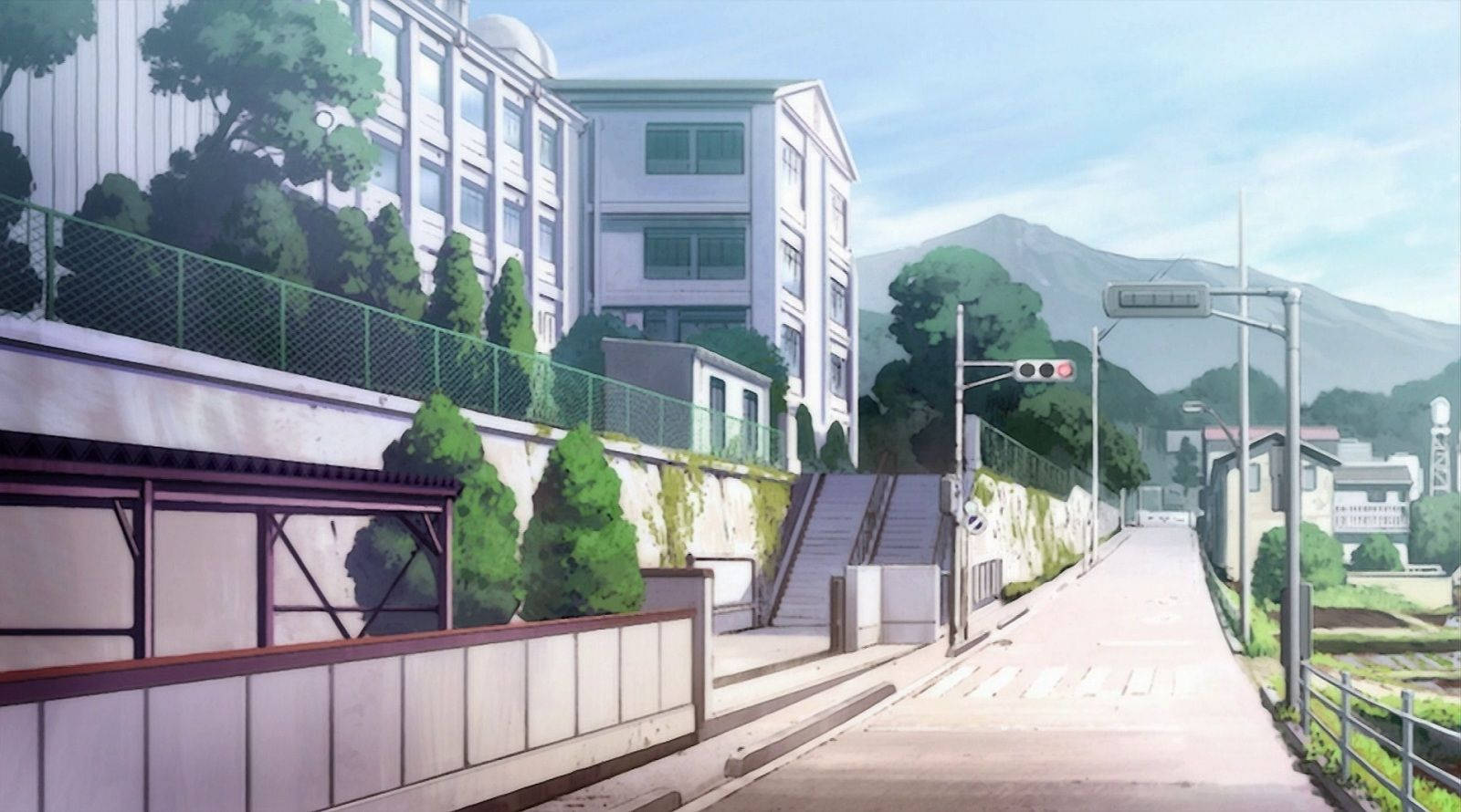 Peisaj școlar anime Saki Liceul Kiyosumi Fundal
