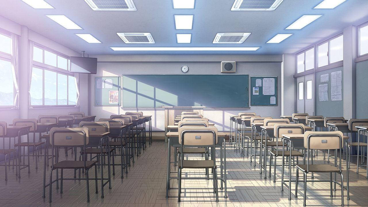 Peisaj școlar anime cu o sală de clasă goală Fundal