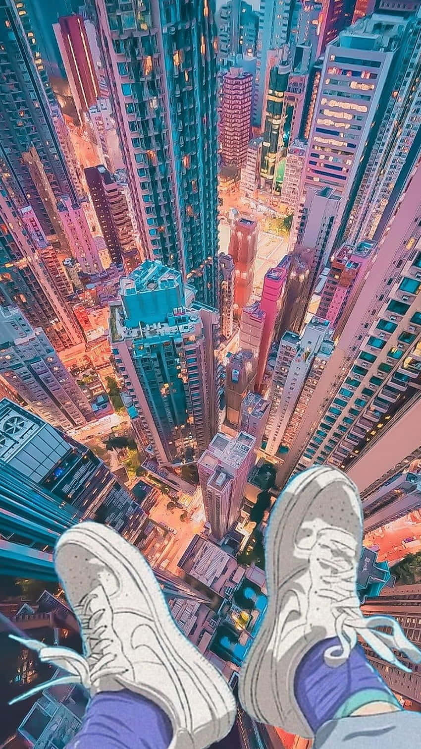 Peisaj urban anime captivant noaptea Fundal