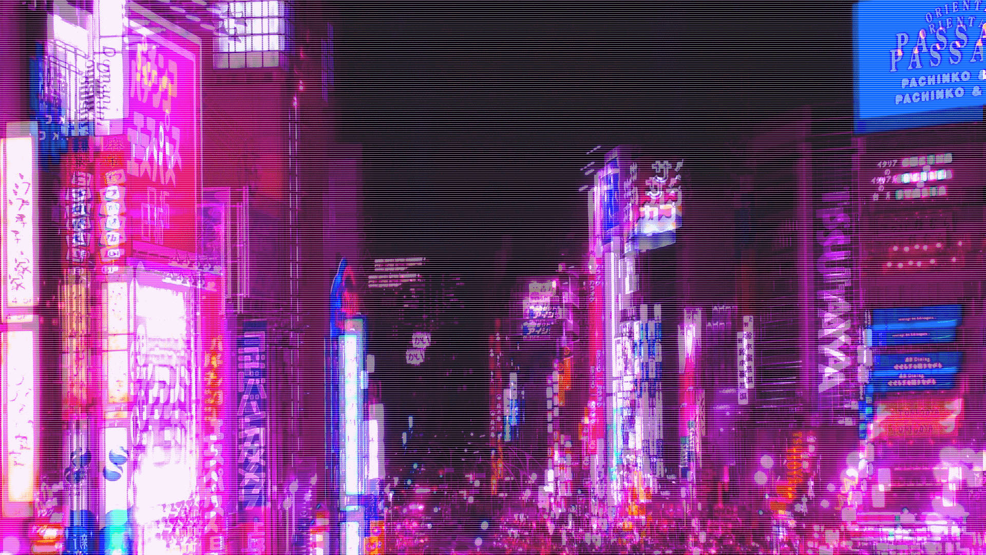 Peisaj urban neon violet estetic Fundal