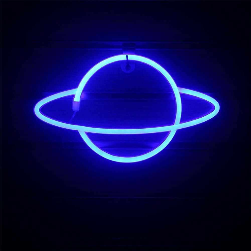 Peisaj urban surrealist în neon albastru Fundal