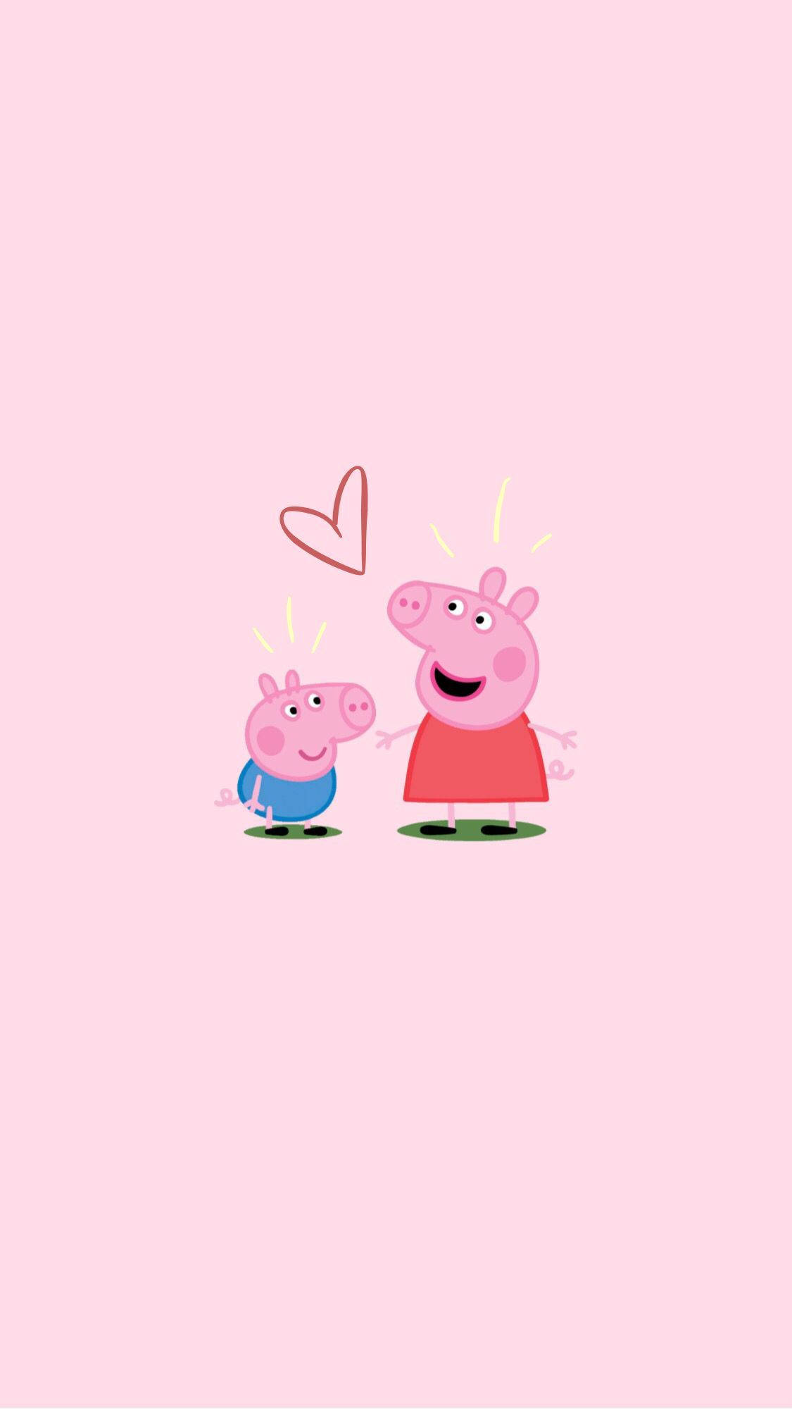 Peppa Pig iPhone cu George și inimă Fundal
