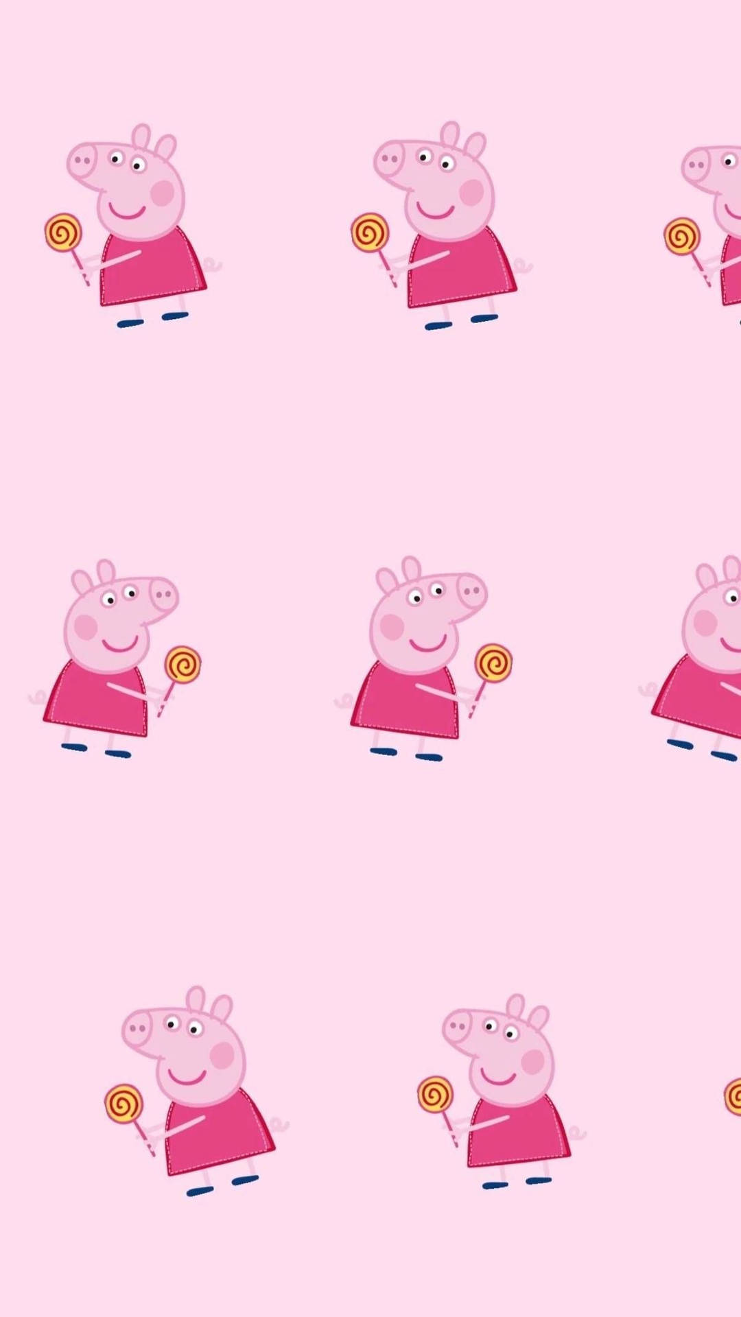 Peppa Pig savurează o acadea spiralată pe un wallpaper pentru iPhone. Fundal