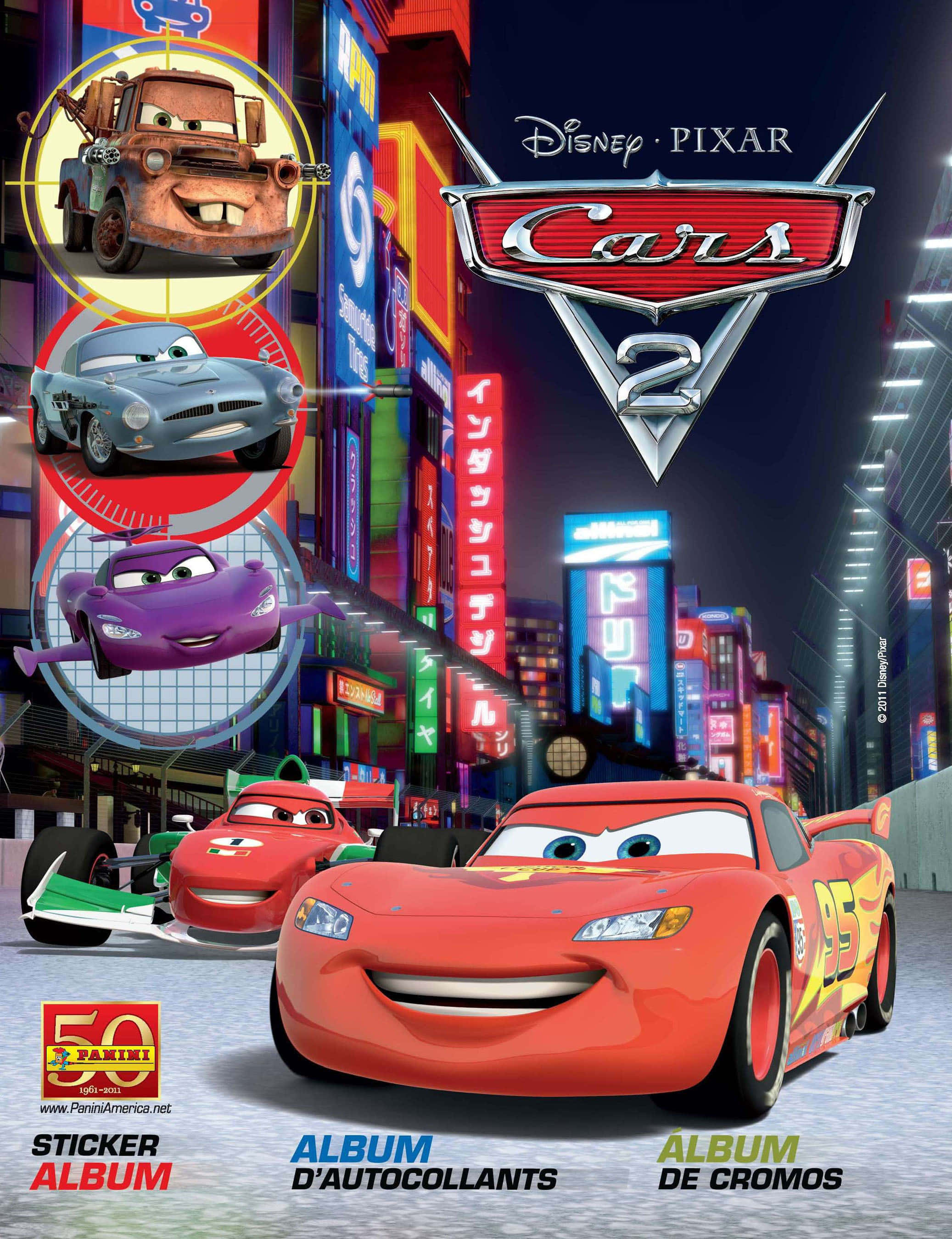 Performanță Turbo - Lightning McQueen Alergând Pe Circuit în Cars 2! Fundal