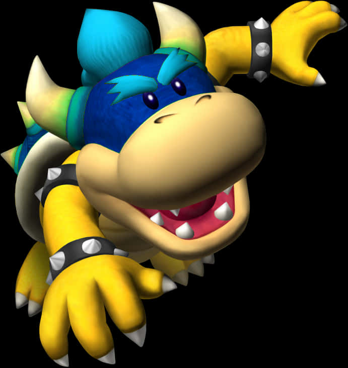 Personaj Animat Bowser cu Păr Albastru Fundal