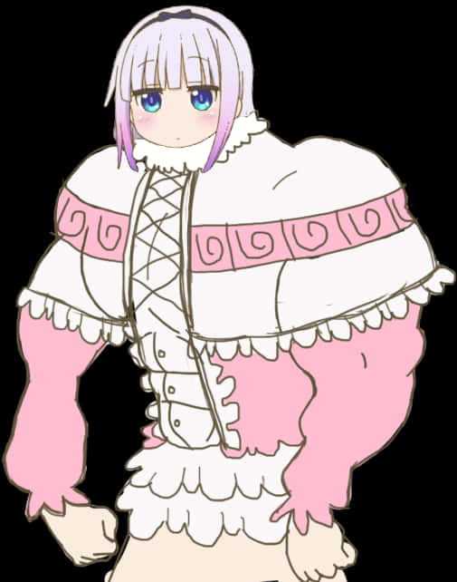 Personaj anime în rochie roz Fundal