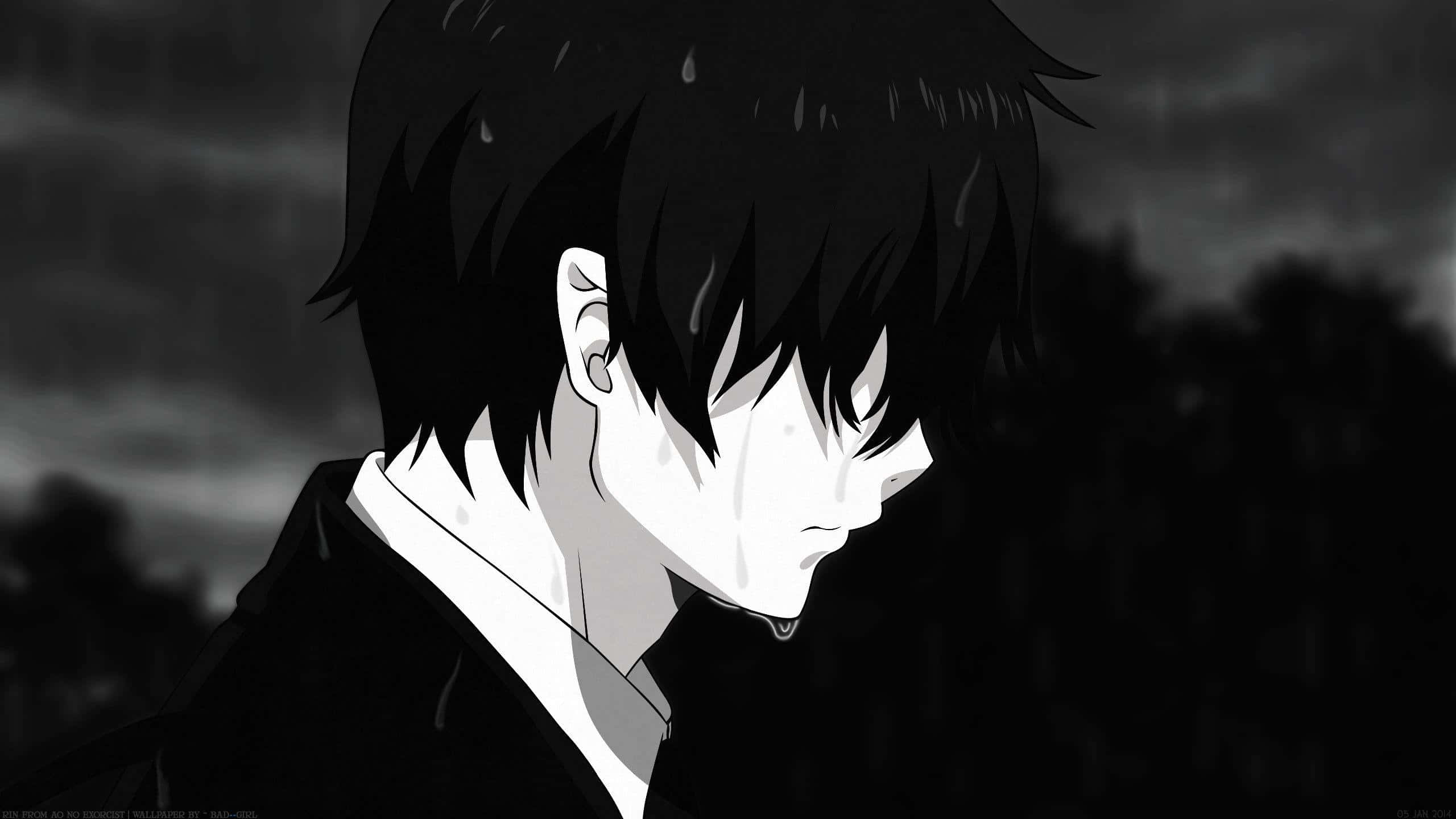Personaj anime misterios în alb și negru Fundal