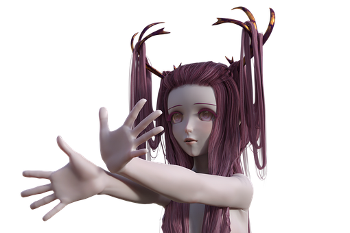 Personaj anime mistic cu coarne Fundal