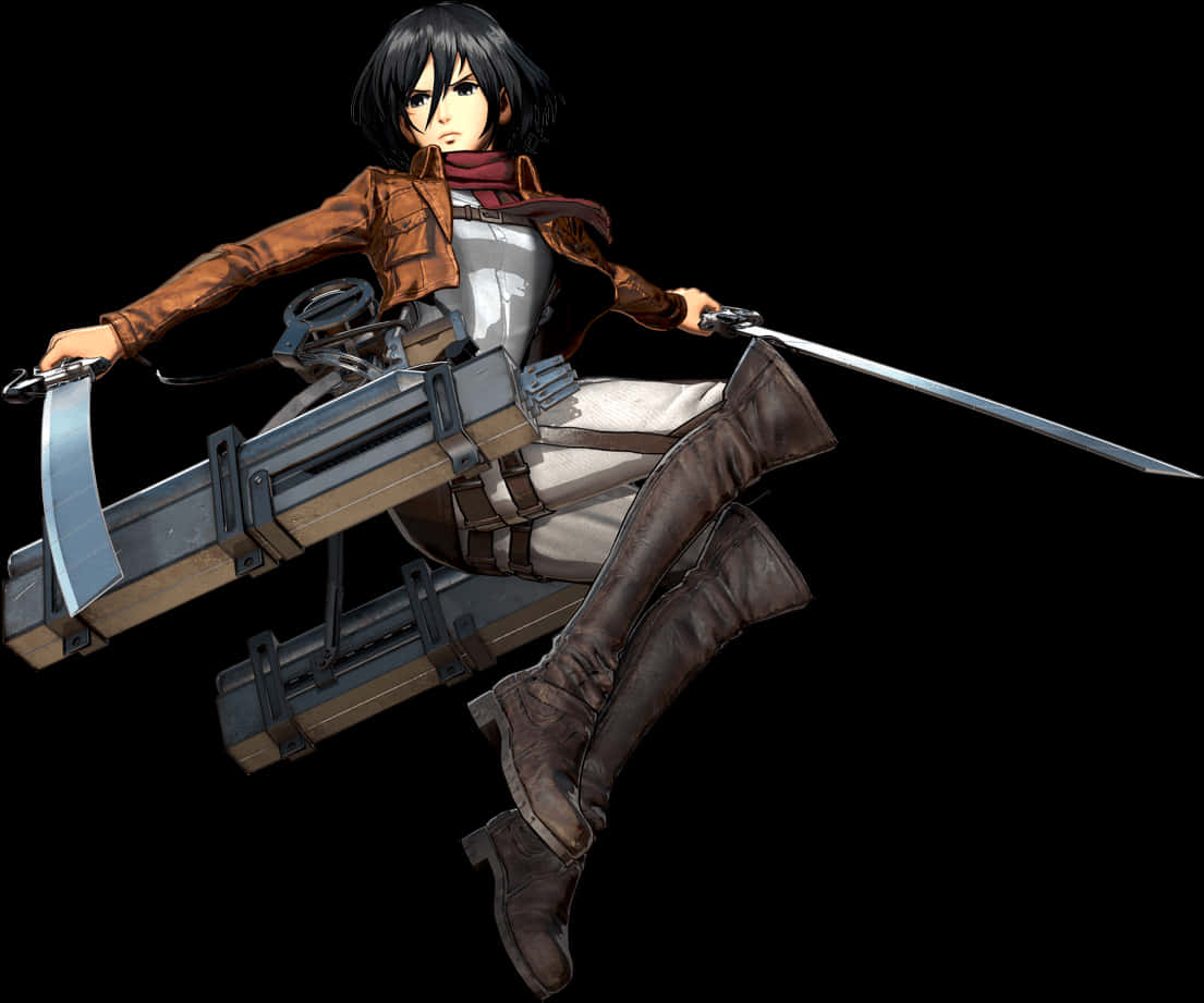 Personaj Attack on Titan cu Echipament Fundal