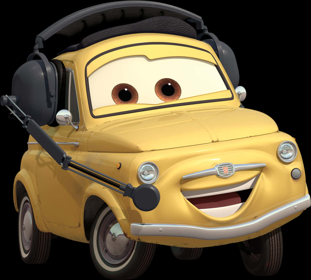 Personaj Auto Animat Galben Fundal