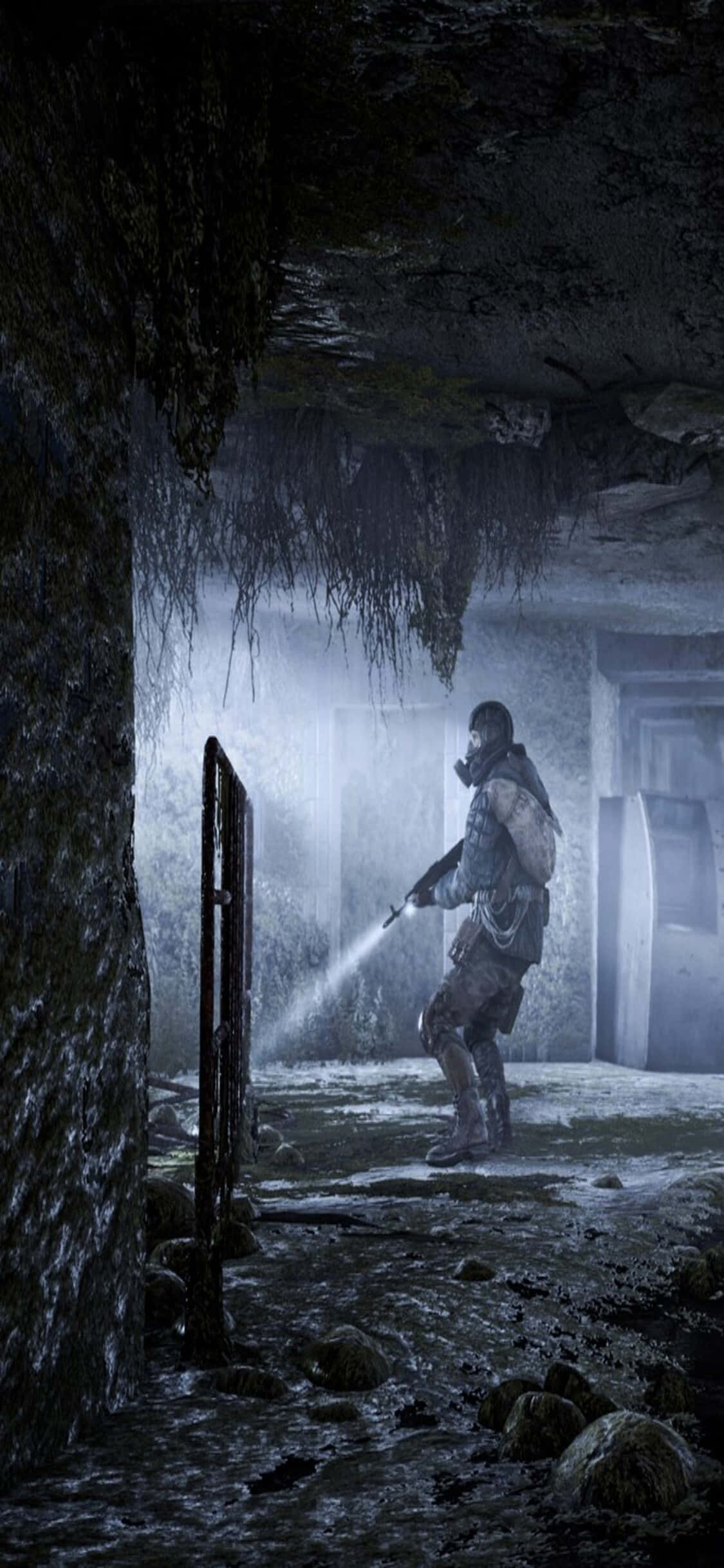 Personaj cu Lanternă iPhone X Metro Last Light Fundal