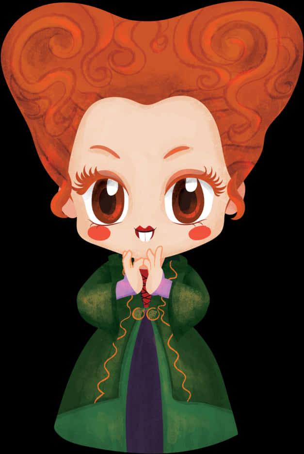Personaj desen animat vrăjitoare chibi Fundal