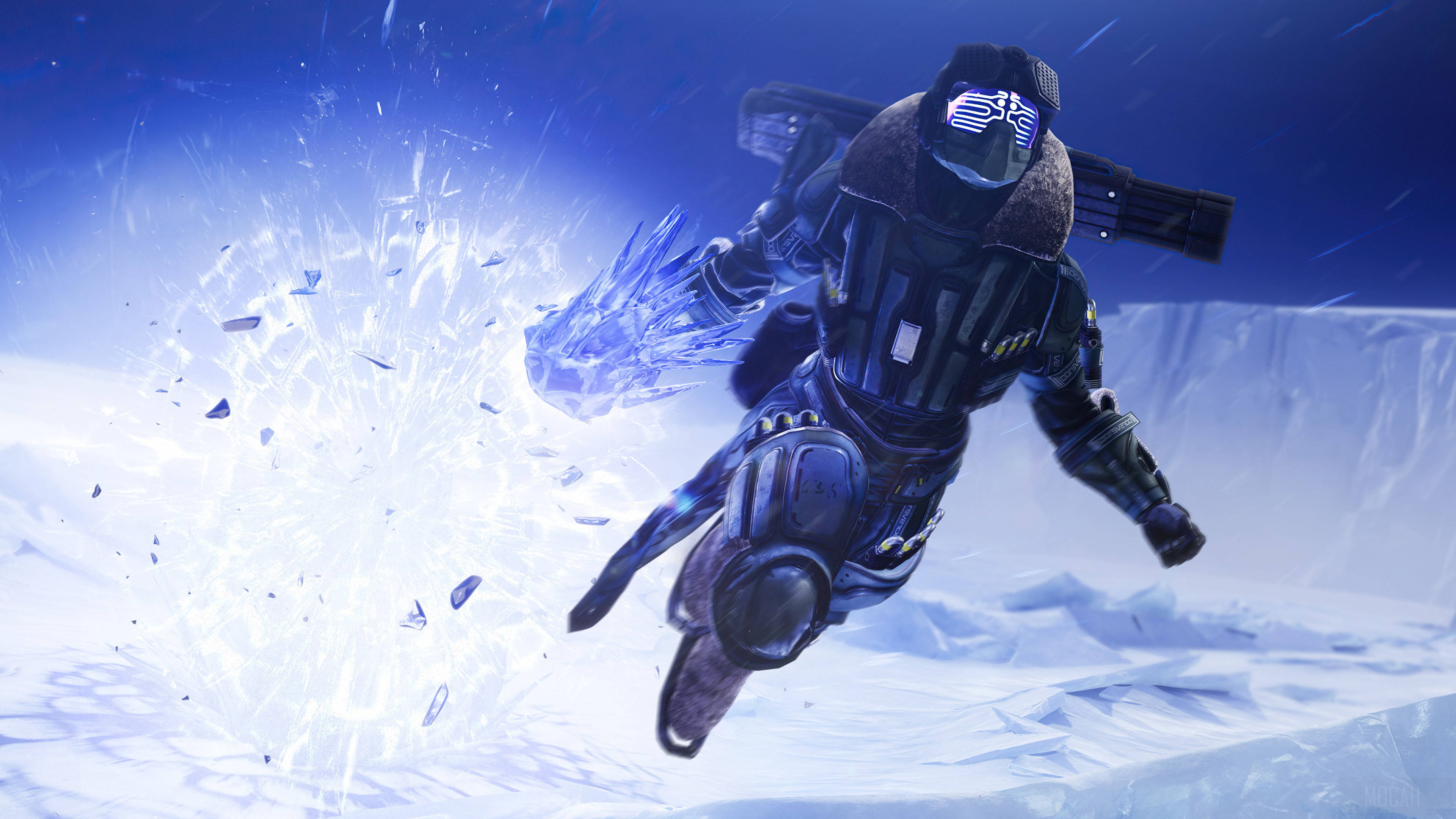 Personaj Destiny 2 Beyond Light zburând Fundal