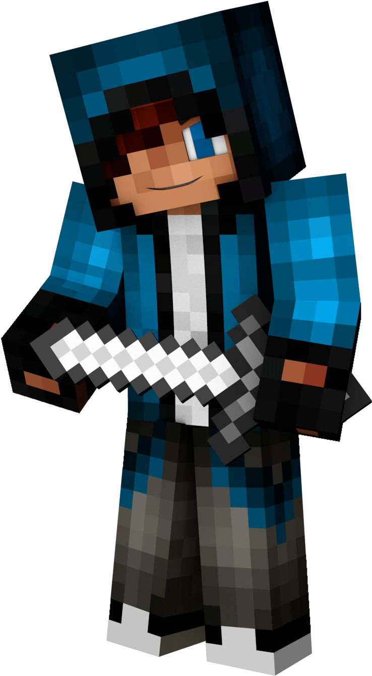 Personaj Minecraft cu sabia Fundal