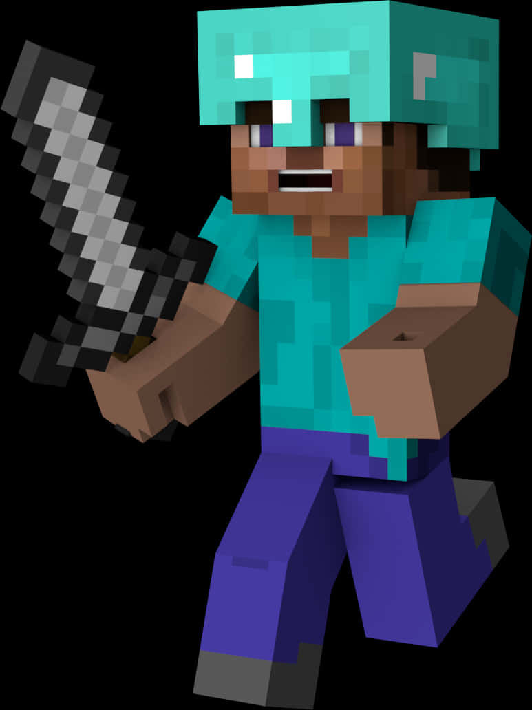 Personaj Minecraft cu sabie Fundal