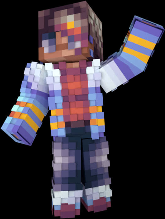 Personaj Minecraft în Armură Colorată Fundal