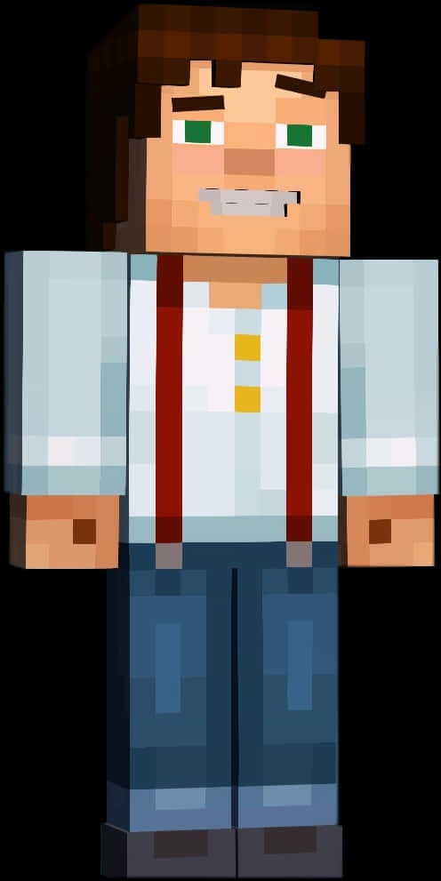 Personaj Minecraft în bretele roșii Fundal
